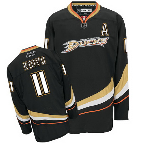 #11 Saku Koivu Black Anaheim Ducks Home NHL Hockey Jersey With A Patch #11 Saku Koivu Black Anaheim Ducks Home NHL Hockey Jersey With A Patch